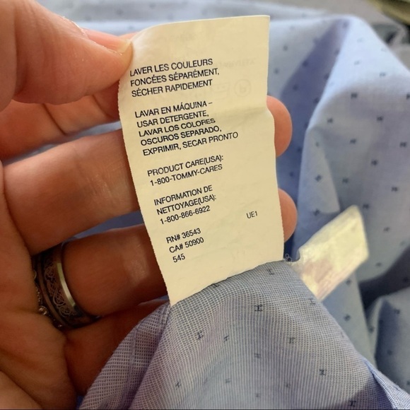 Tommy Hilfiger Blue Printed Button-Down Dress Shirt. Size 18/ 34-35 - Picture 8 of 8